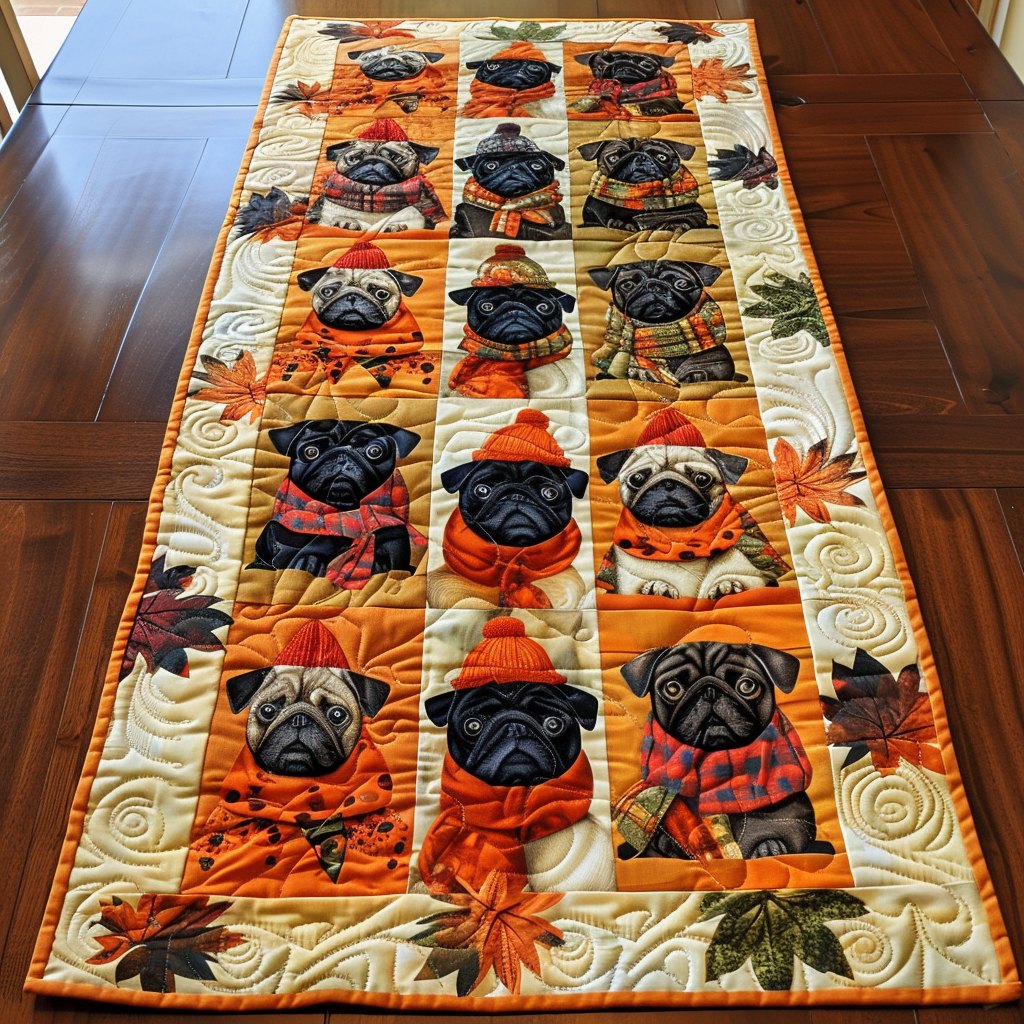 Charming Pugs Table Runner