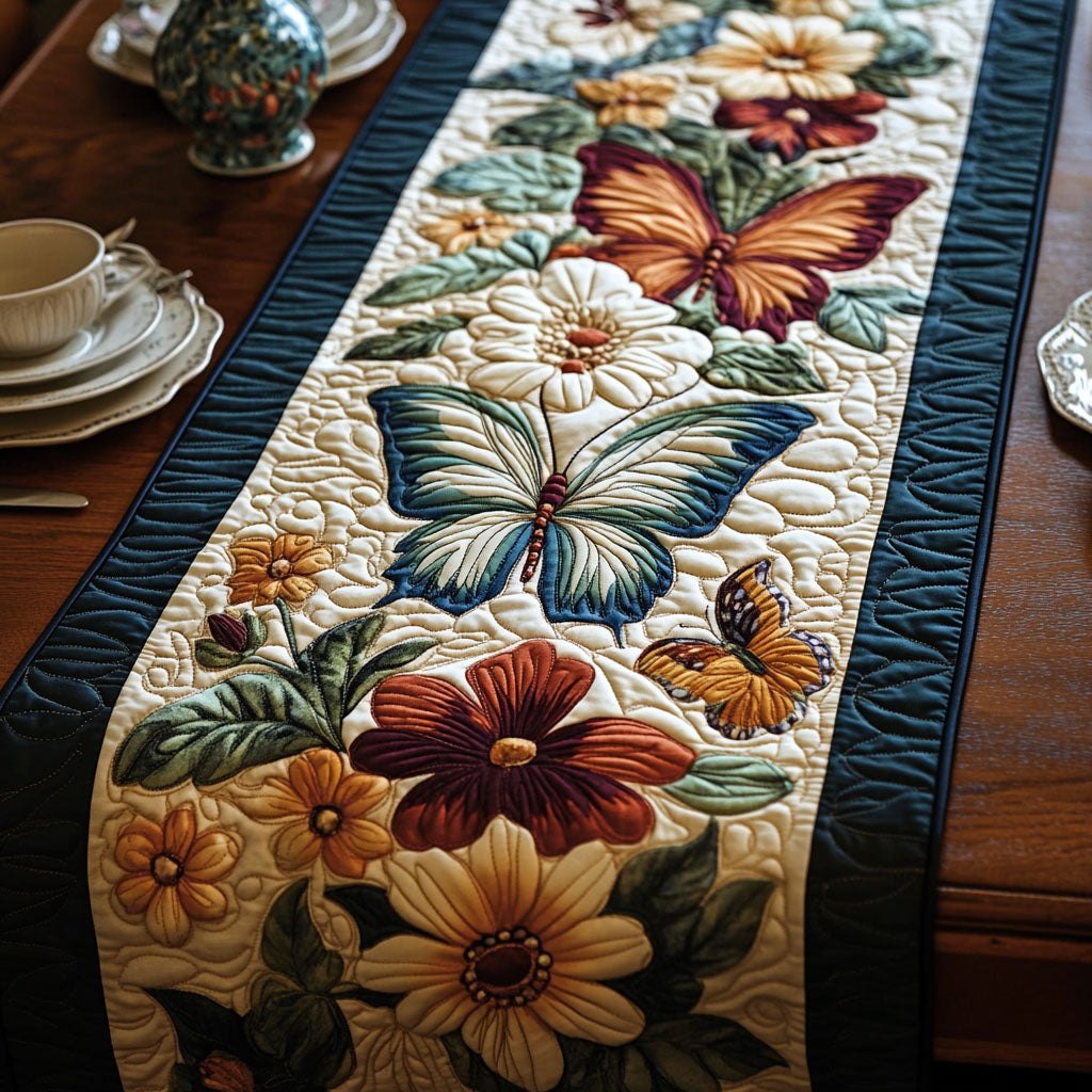 Autumn Blooms with a Butterfly Table Runner