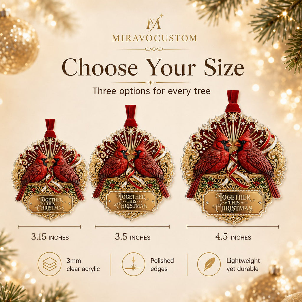 Ornament size chart: 3.15, 3.5 and 4.5 inches