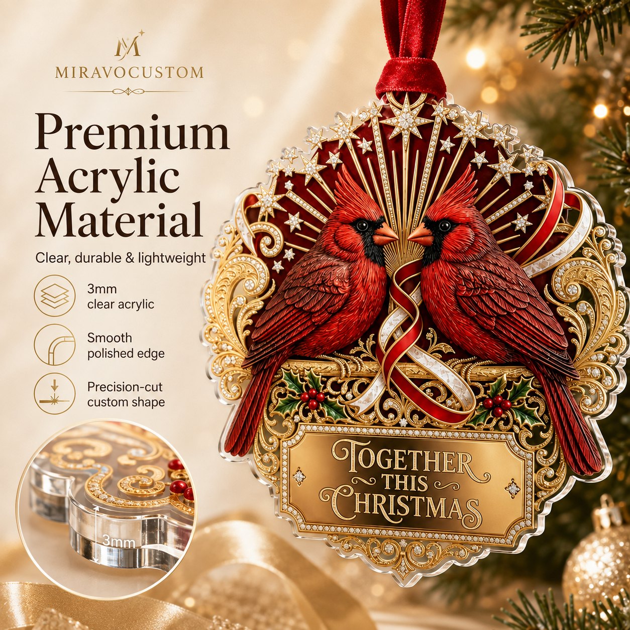 Premium acrylic material, close up