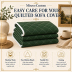 Care instructions for a quilted sofa cover