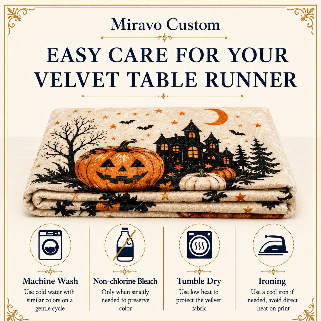 Care instructions for a velvet runner