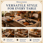 Velvet runner styled on dining, coffee and console tables
