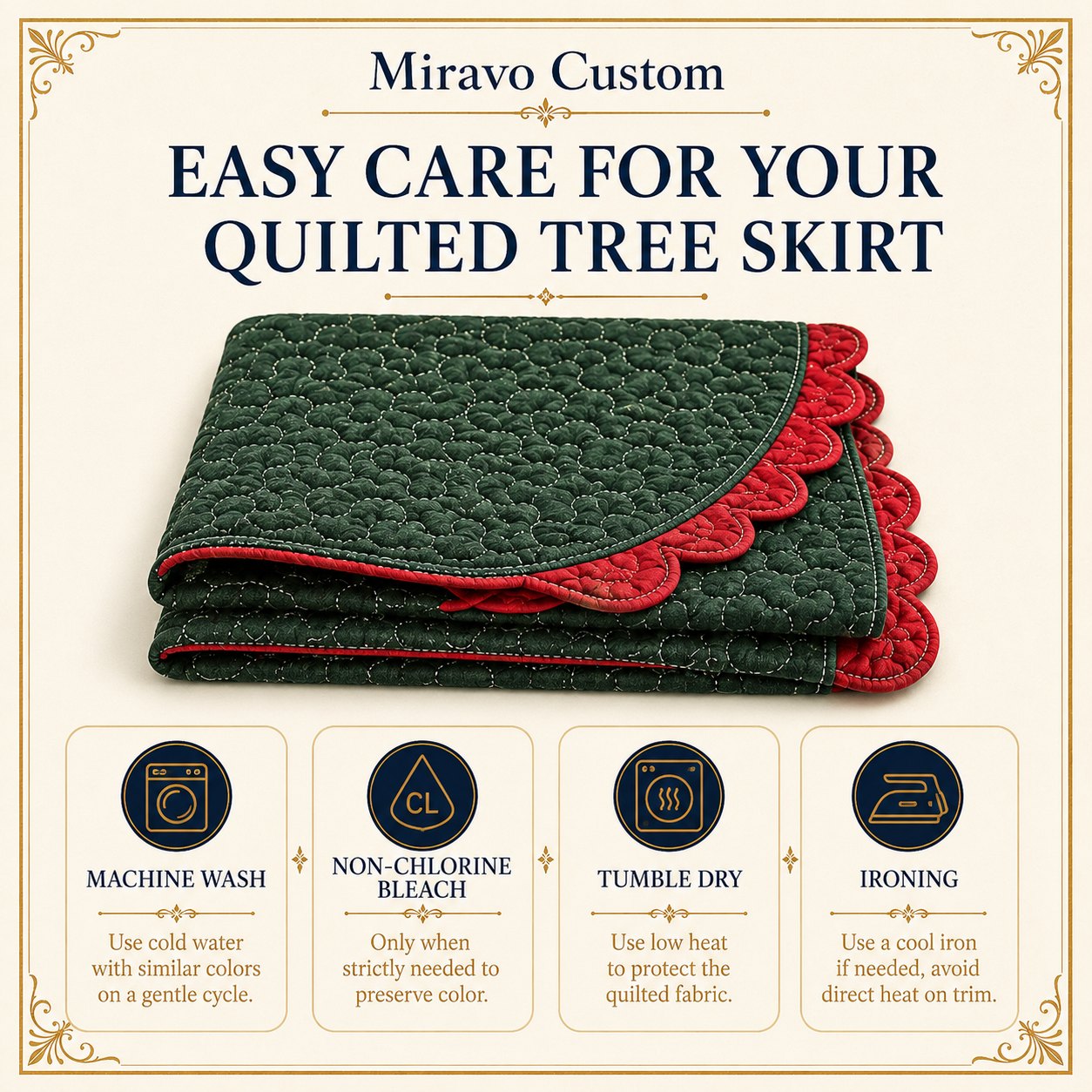 Care instructions for a quilted tree skirt