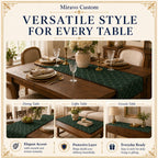 Quilted runner styled on dining, coffee and console tables