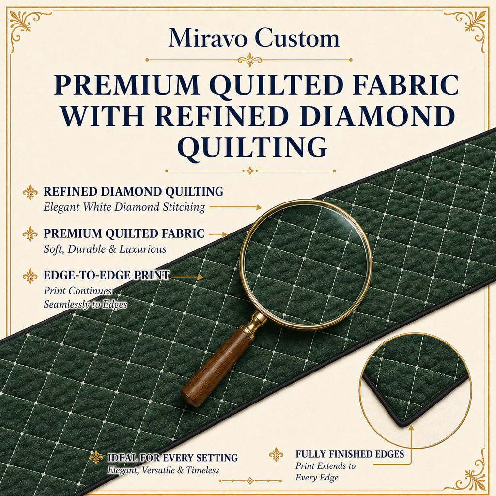 Refined diamond quilting, close up