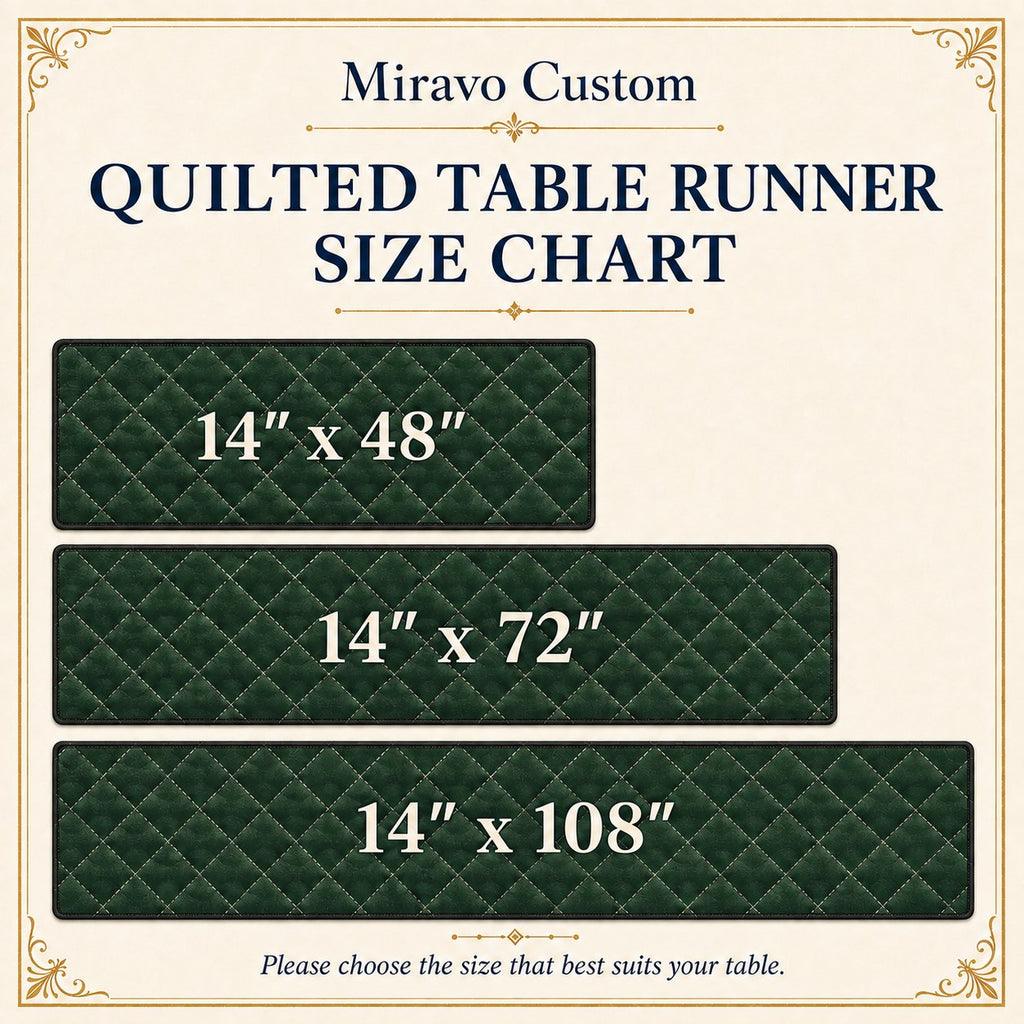 Quilted runner size chart