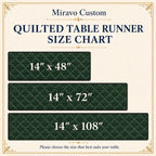 Quilted runner size chart