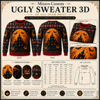 Ugly Sweater size chart and print detail