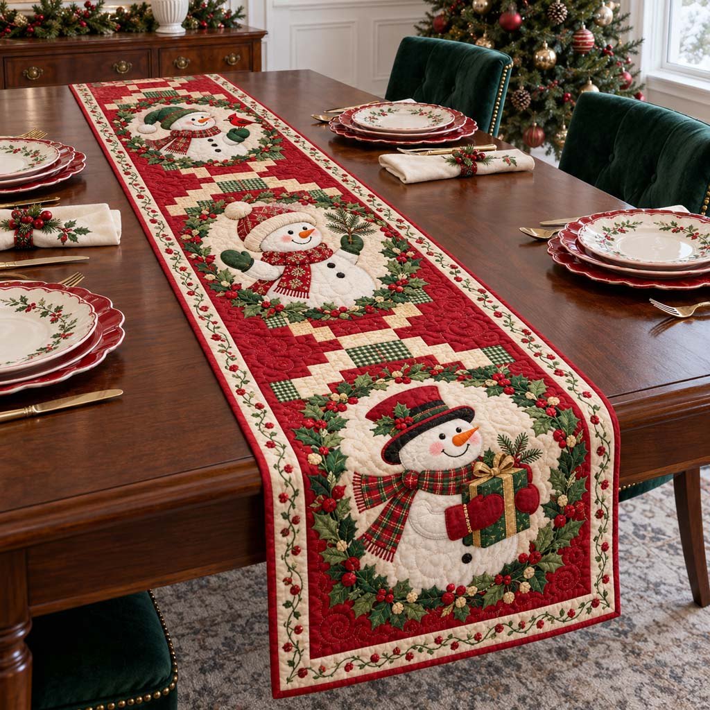 Cheer Snowman Table Runner