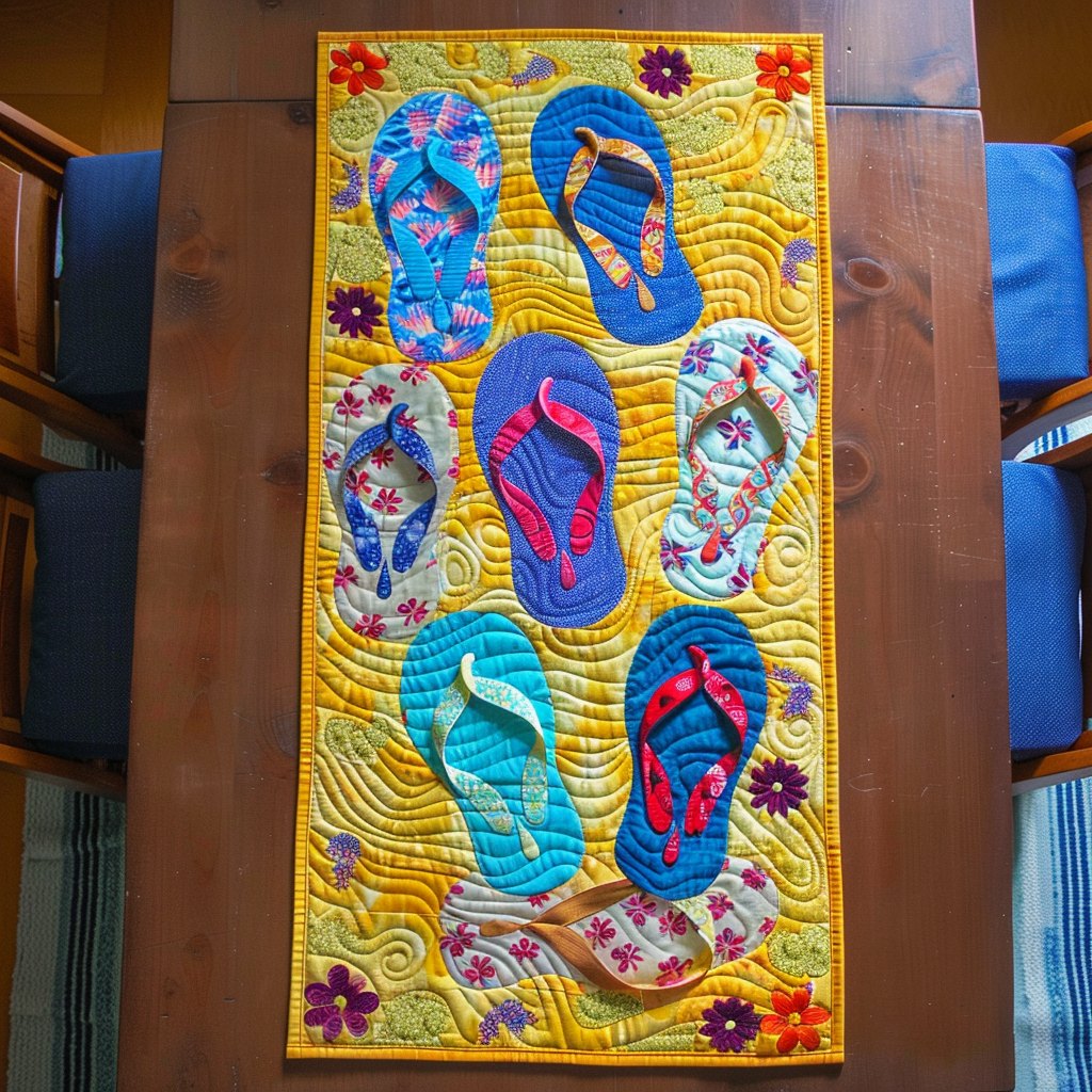 Cheerful Flip Flop Trail Table Runner
