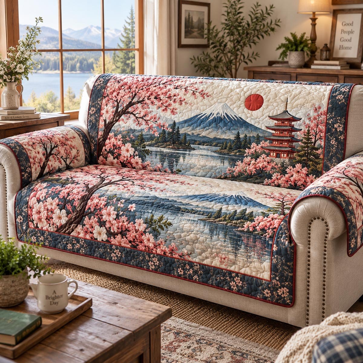 Cherry Blossom Pagoda Sofa Cover
