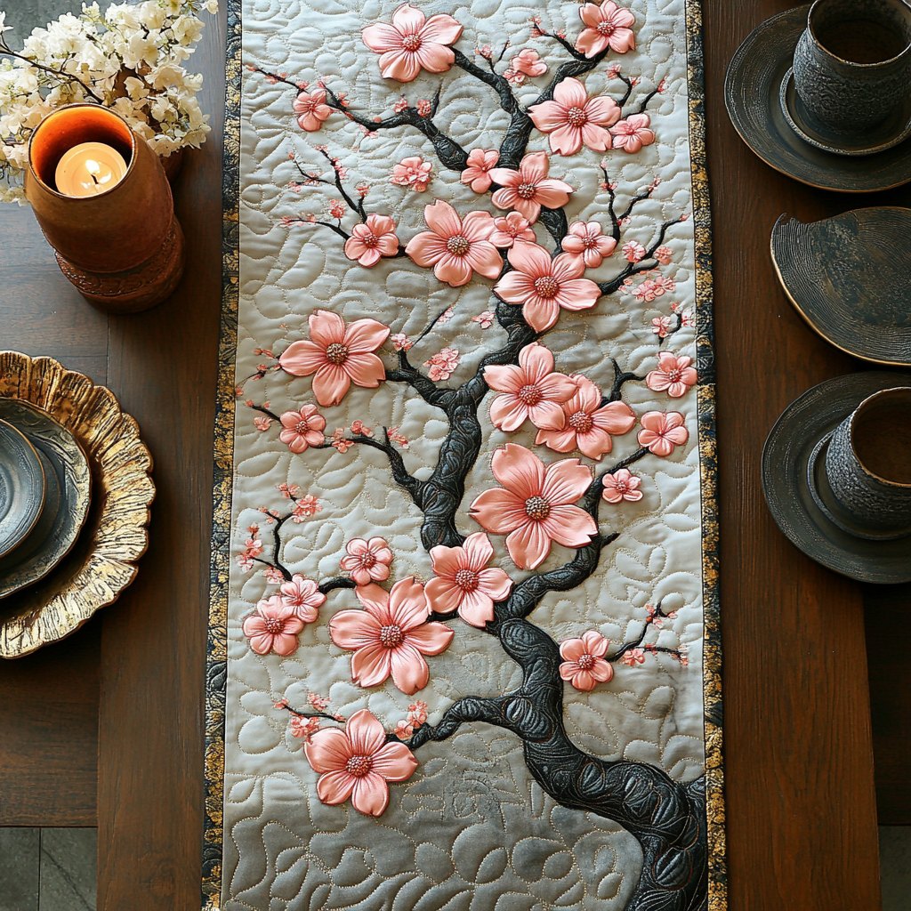 Cherry Blossom Sunrise Table Runner