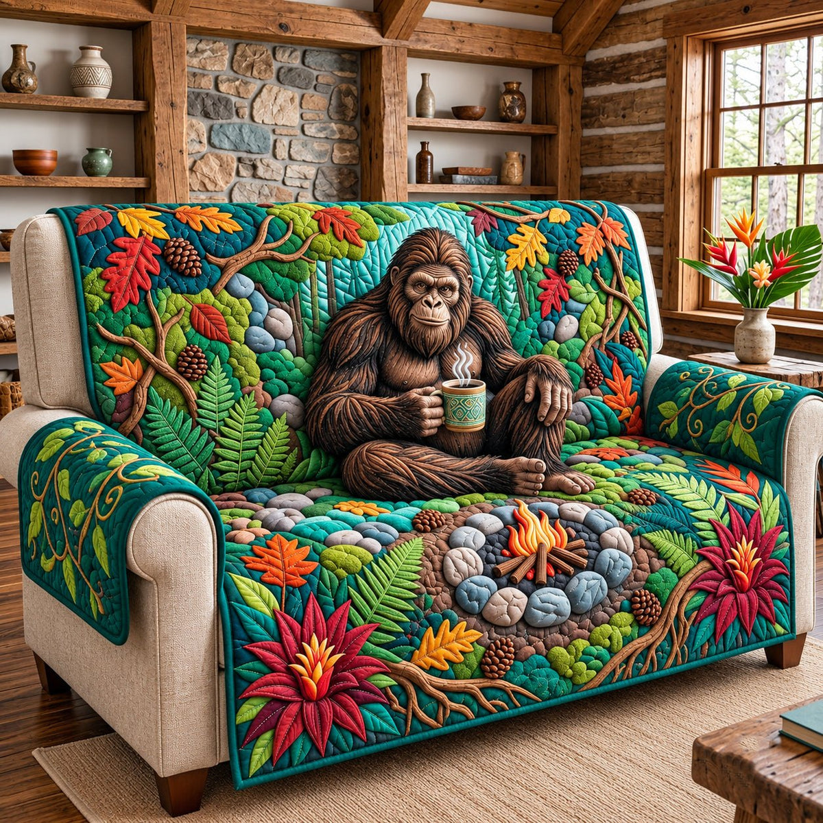 Chilling Bigfoot Sofa Cover