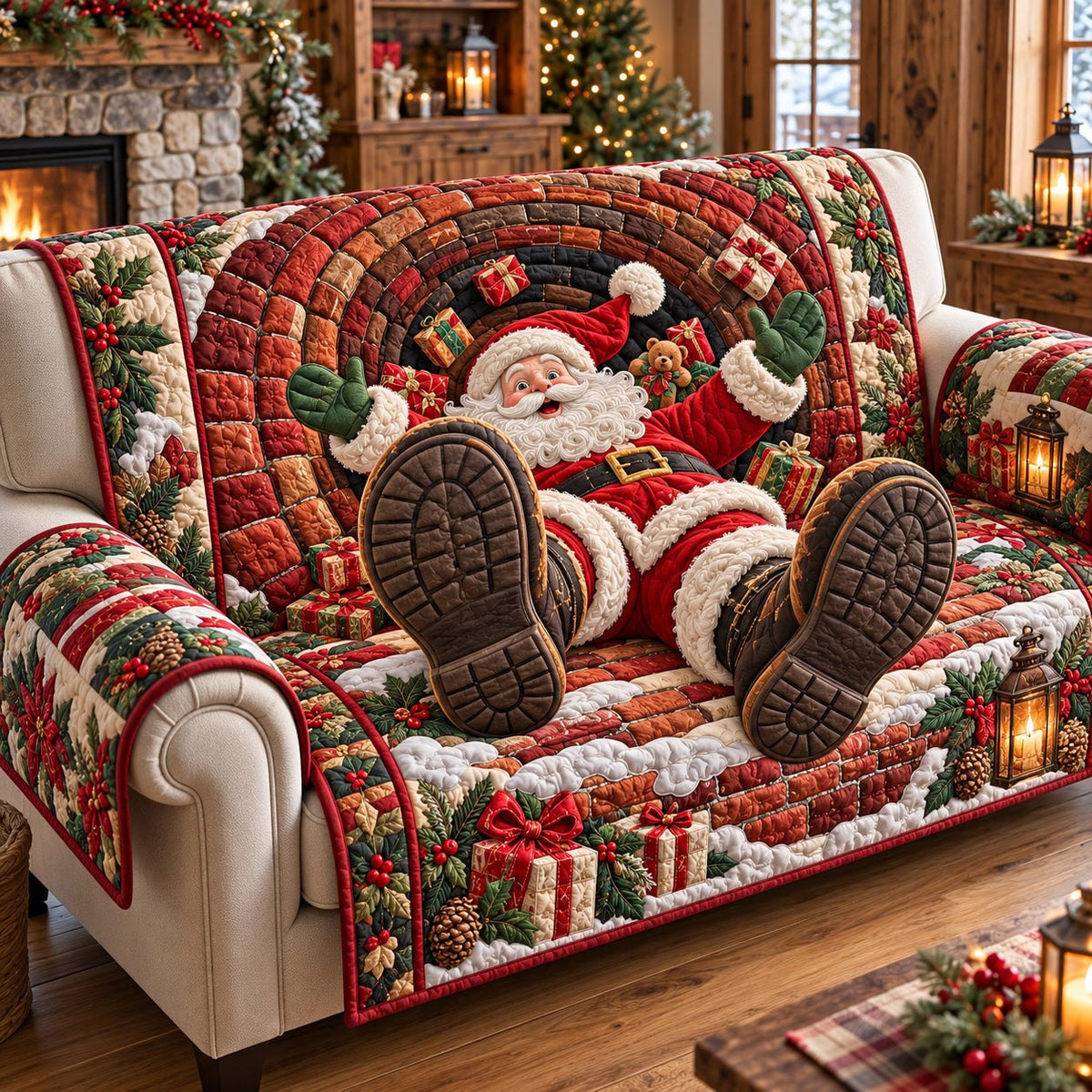 Chimney Slide Santa Sofa Cover