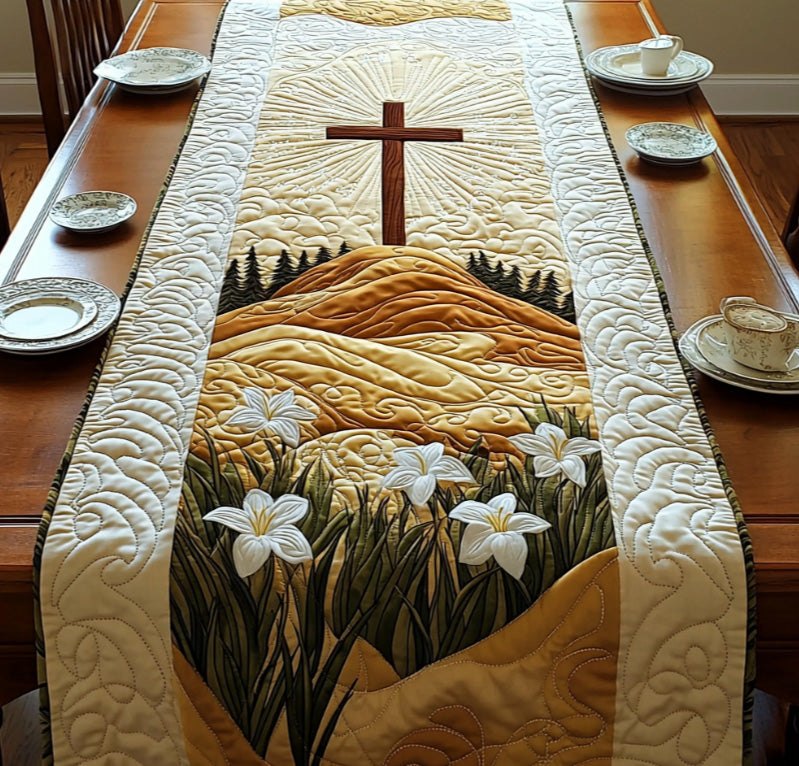 Christian Cross Bloom Table Runner