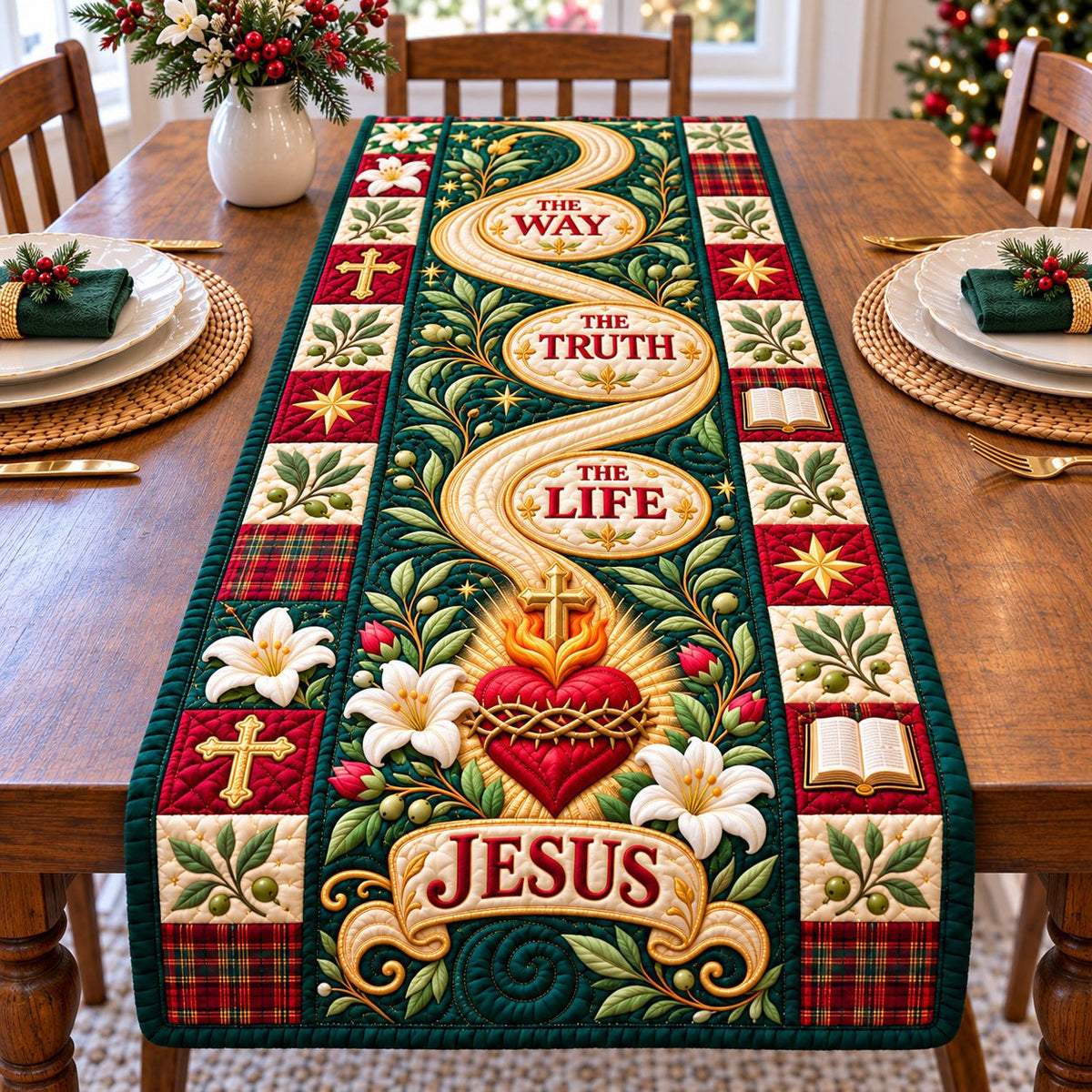 Christian Faith Grace Table Runner