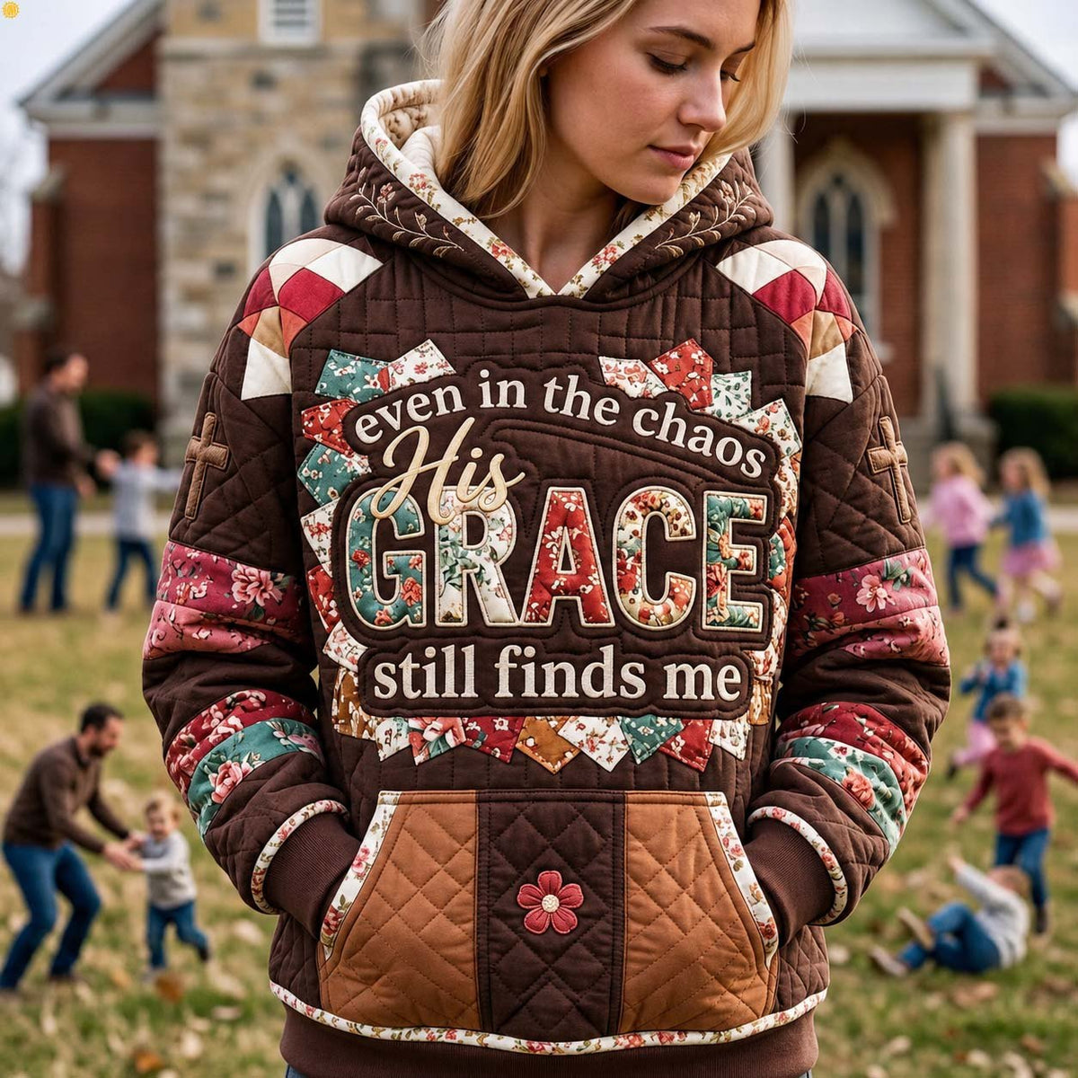 Even in the Chaos His Grace Still Finds Me hoodie, all-over print