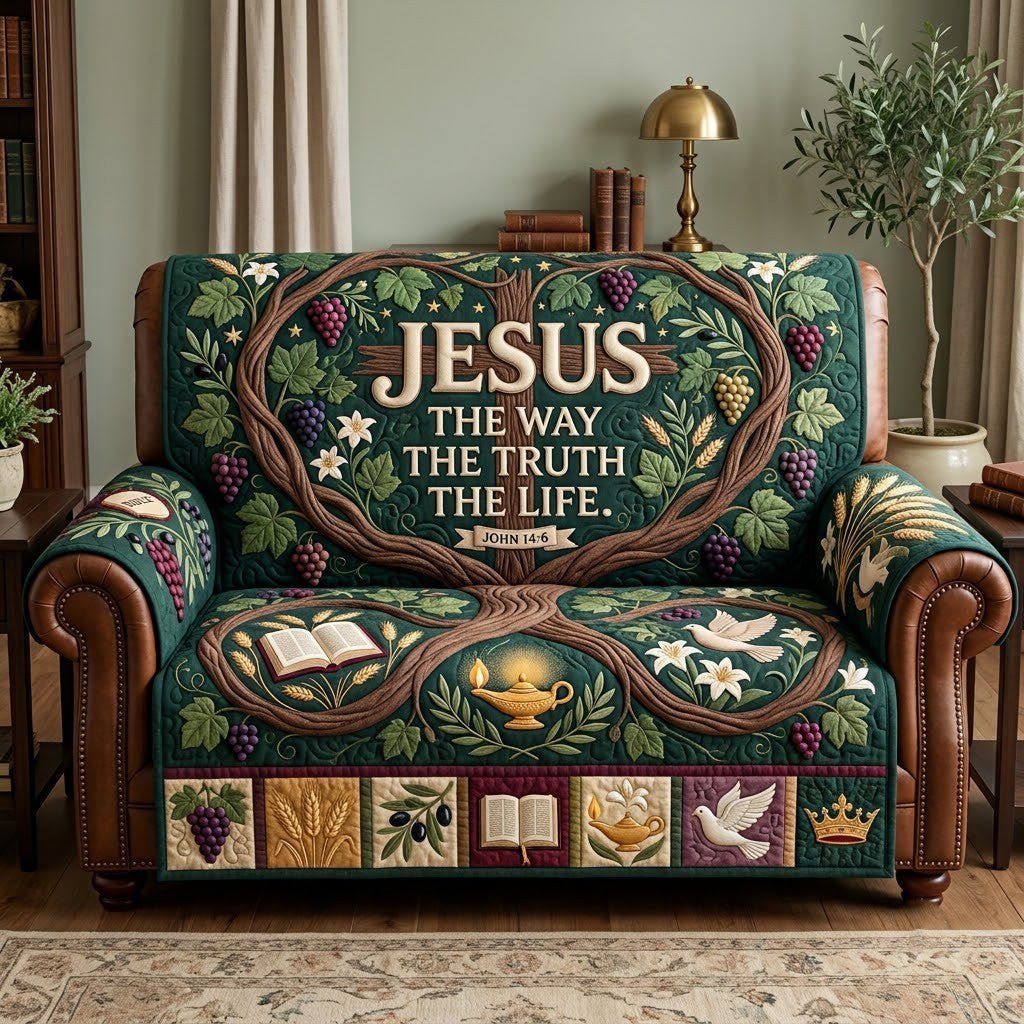 Grapevine Oval Jesus The Way Sofa Cover