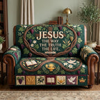 Grapevine Oval Jesus The Way Sofa Cover