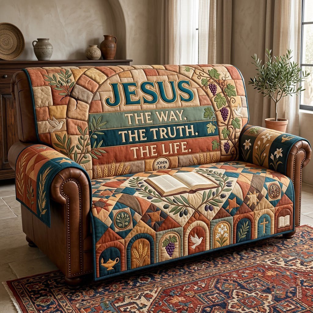 Patchwork Arches Jesus The Way Sofa Cover