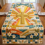 He Is Risen Sunburst Cross Table Runner