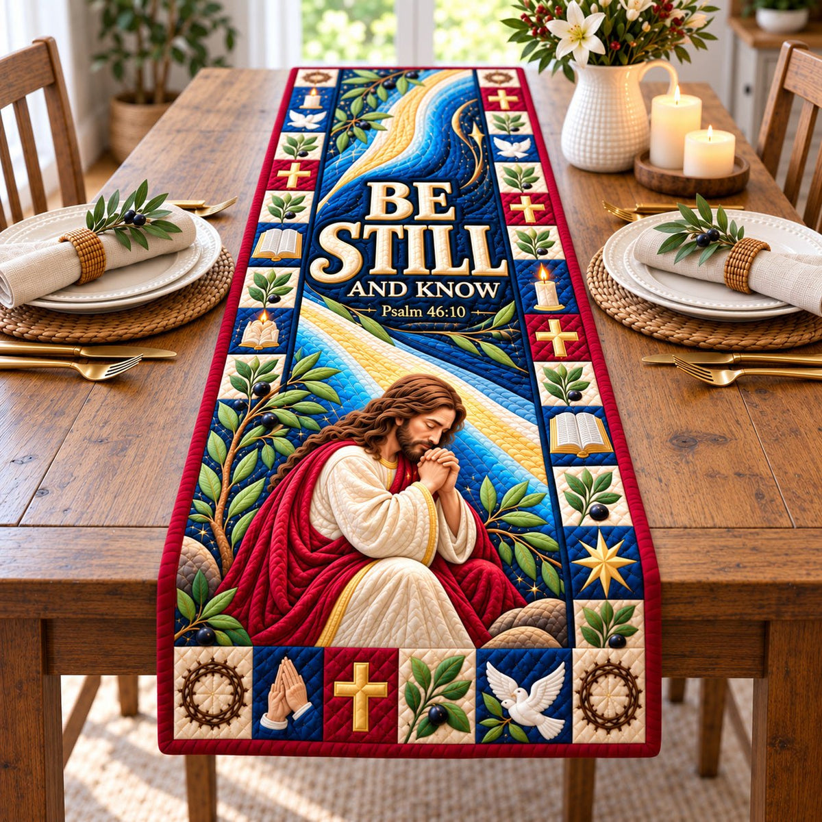 Christian Faith Strength Table Runner