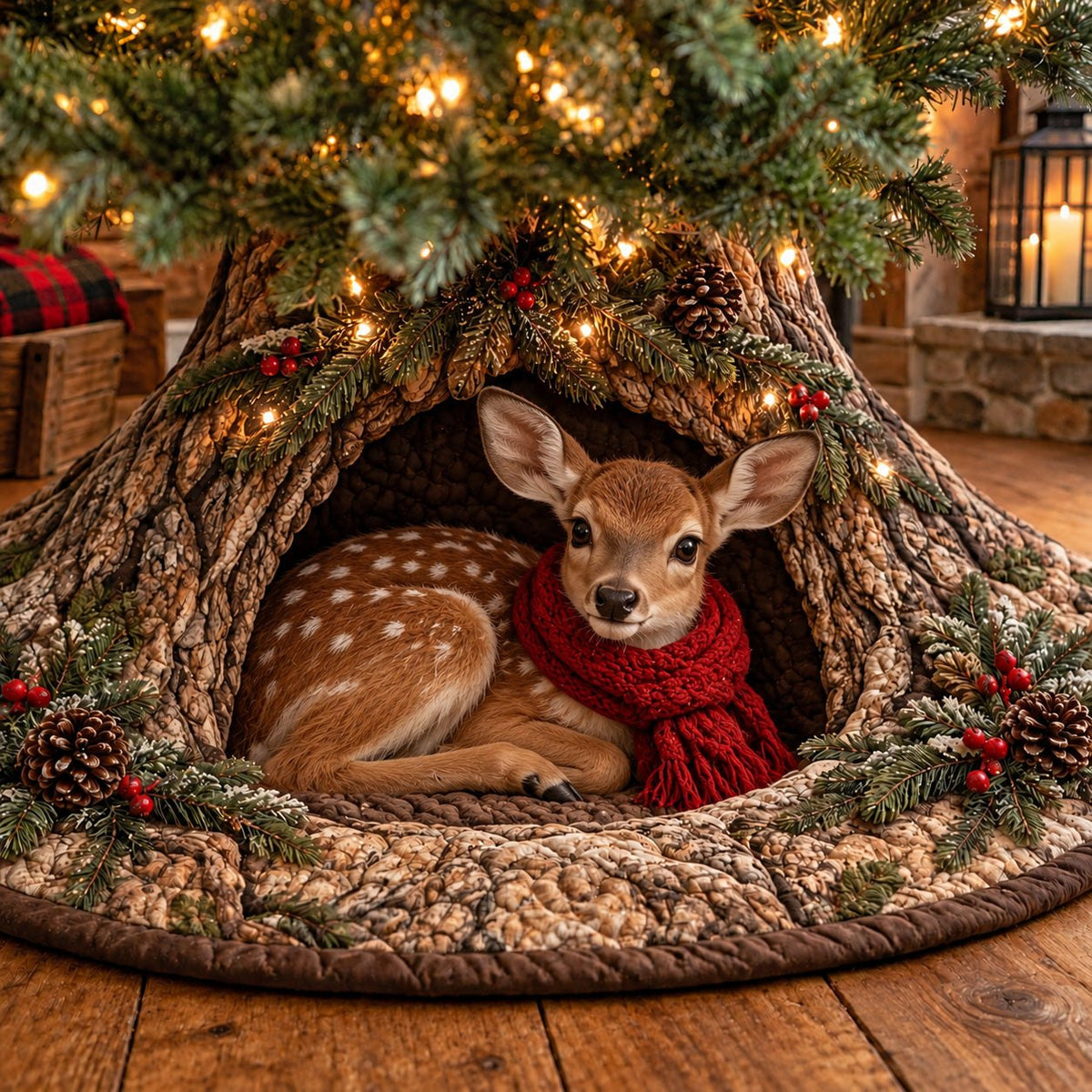 Christmas Animals Woodland Den Christmas Tree Skirt