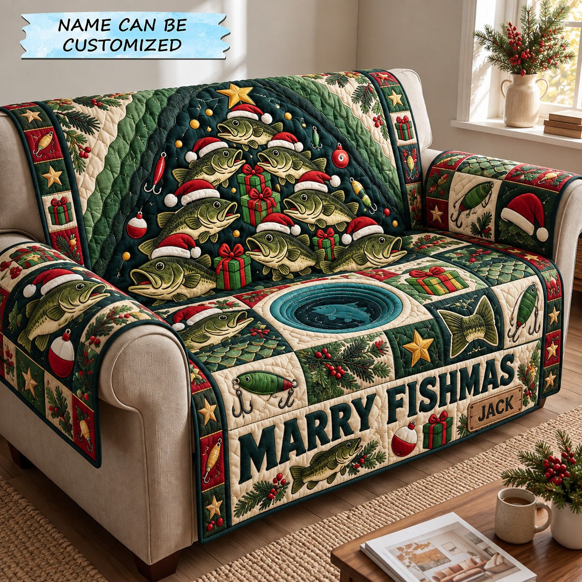 Christmas Bass Tree Sofa Cover