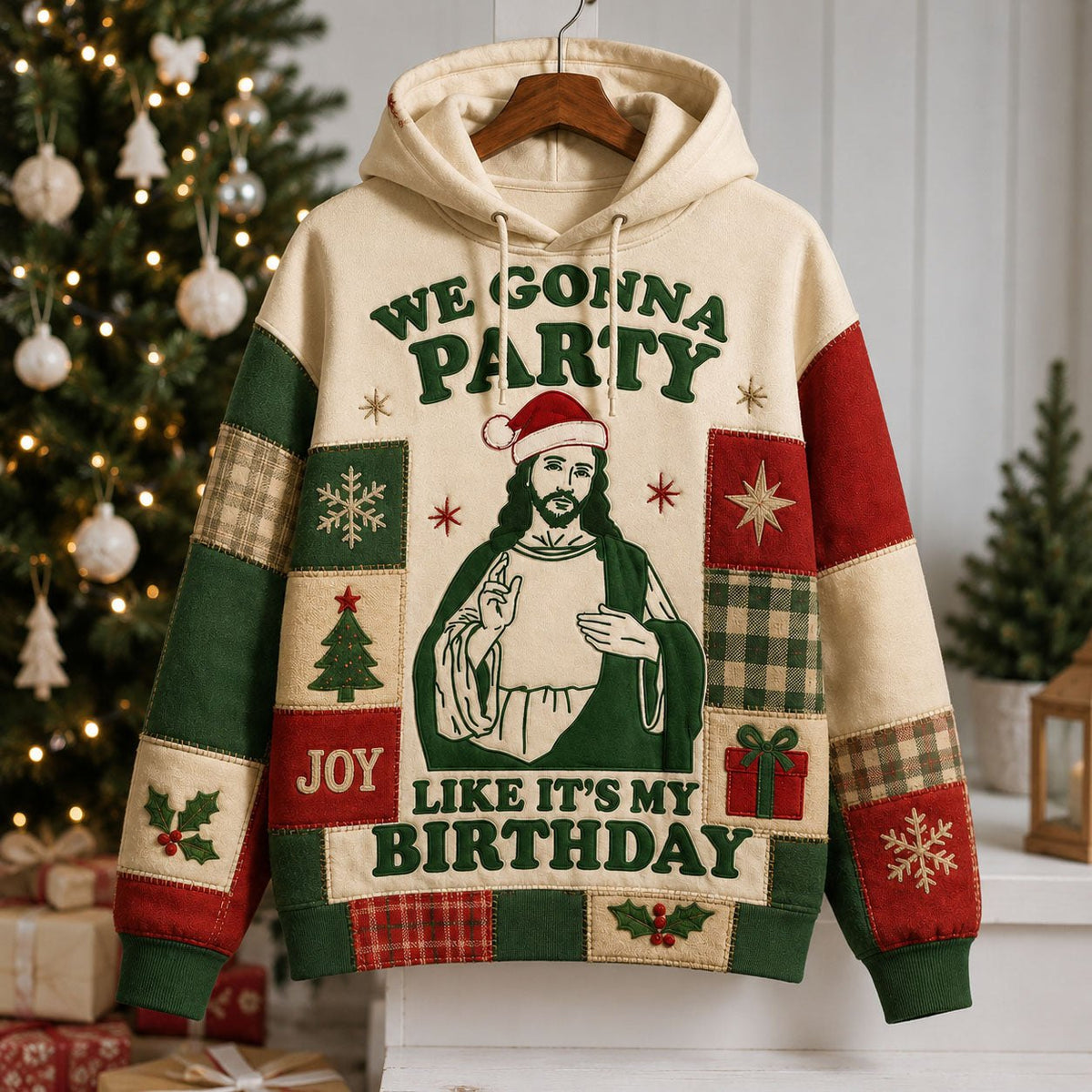 Christmas Birthday Party hoodie, all-over print