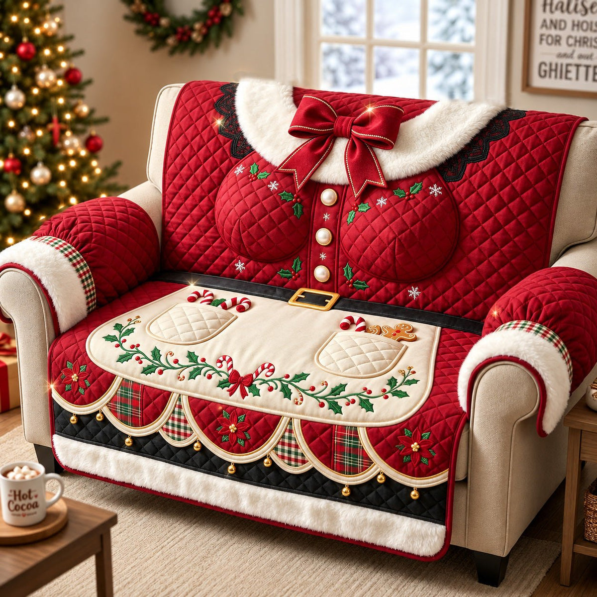 Christmas Bow Dress Sofa Cover