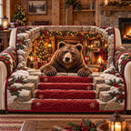 Christmas Cabin Bear Sofa Cover
