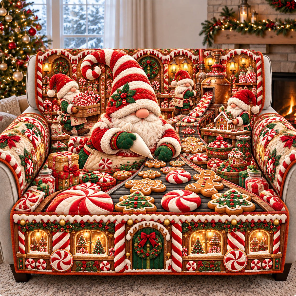 Christmas Candy Workshop Sofa Cover