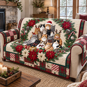 Christmas Cats Sofa Cover - Made to Order