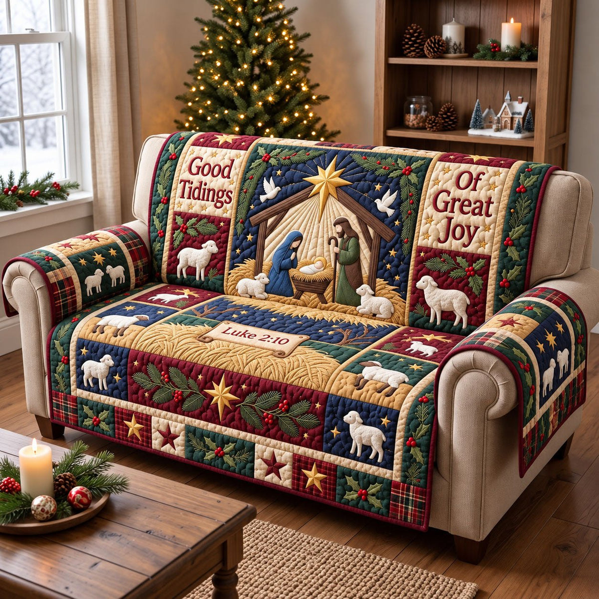 Good Tidings Nativity Christmas Sofa Cover