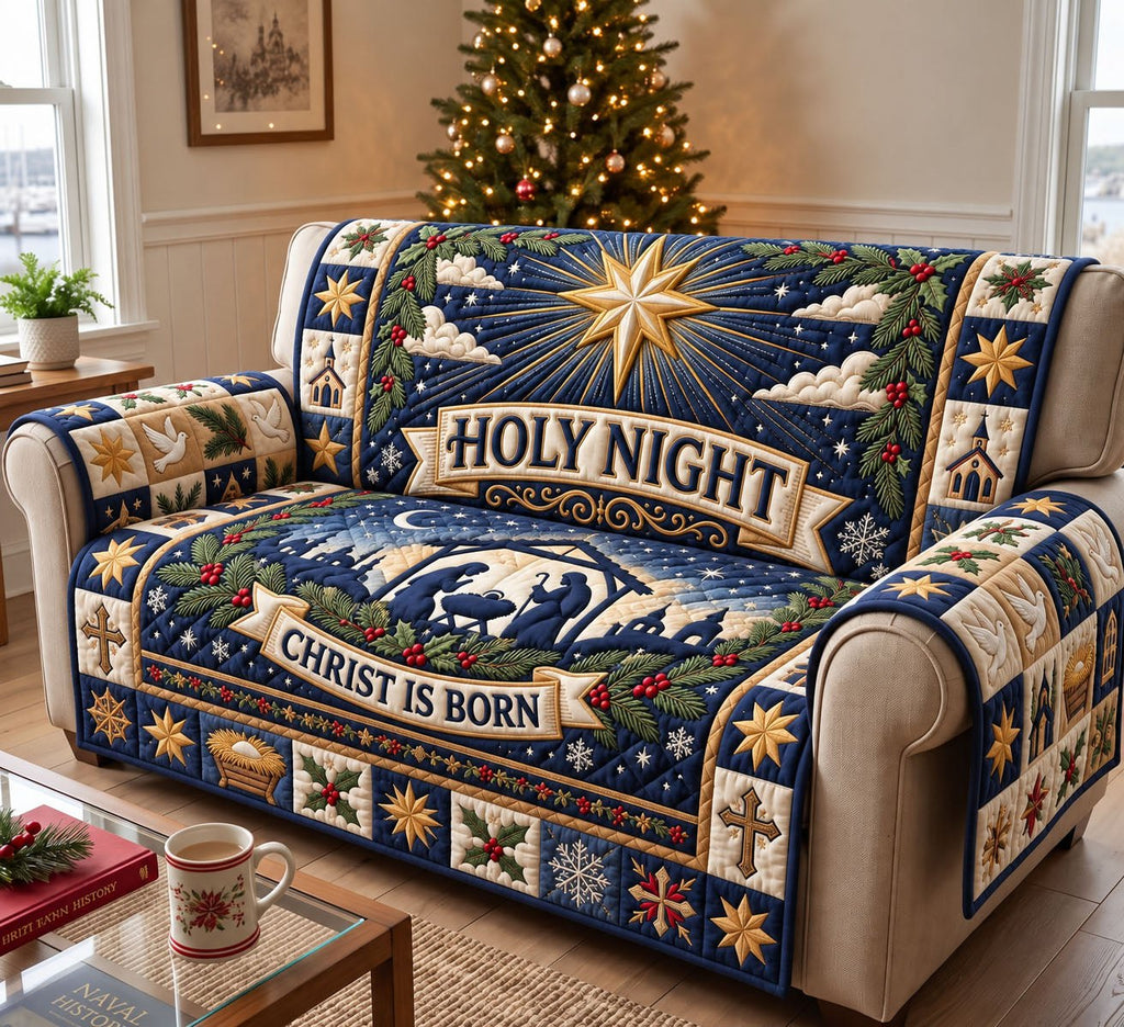 Christ Is Born Holy Night Christmas Sofa Cover