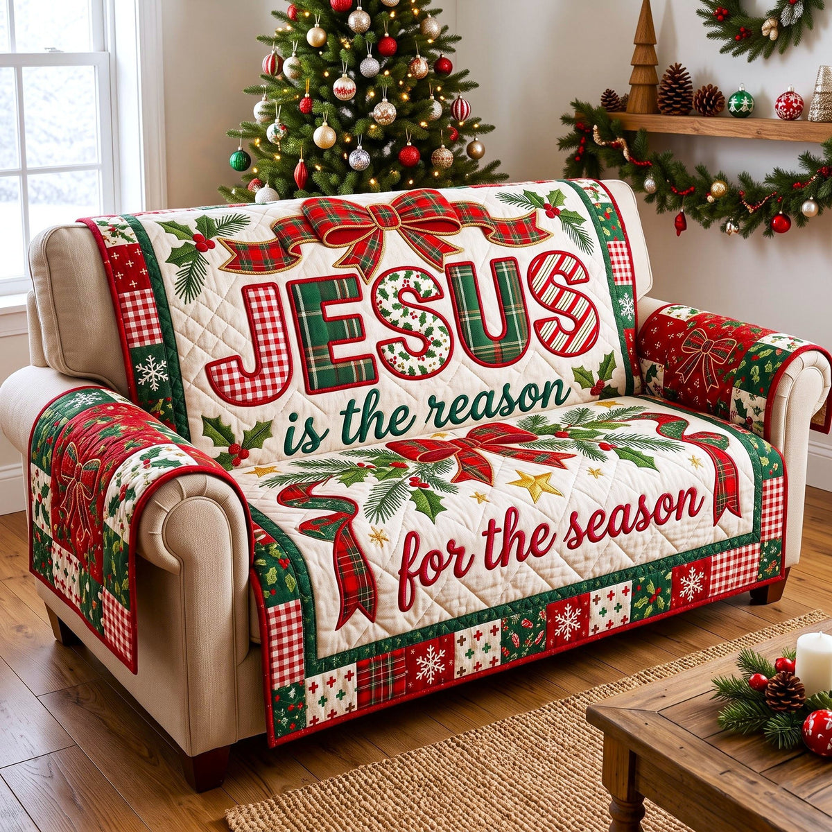 Jesus Reason For The Season Ribbon Sofa Cover
