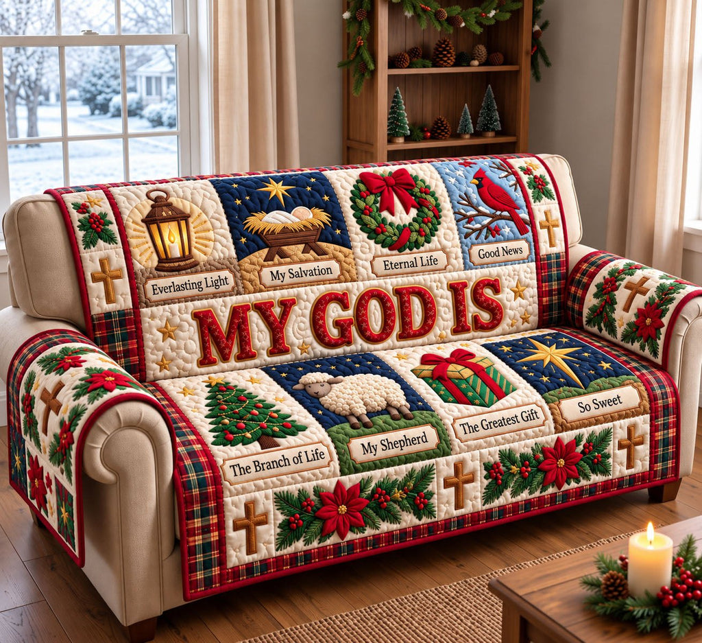 My God Is Christmas Blocks Sofa Cover