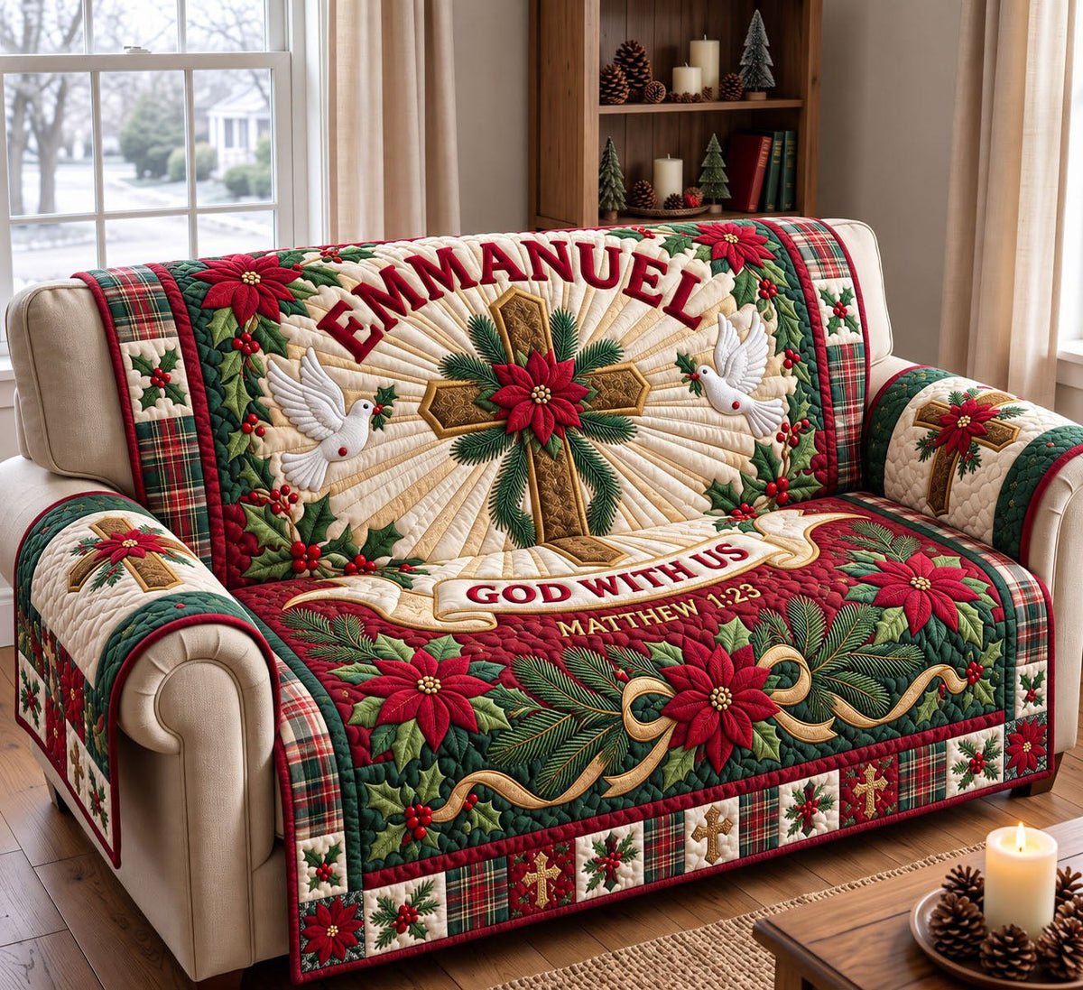 Emmanuel God With Us Christmas Sofa Cover