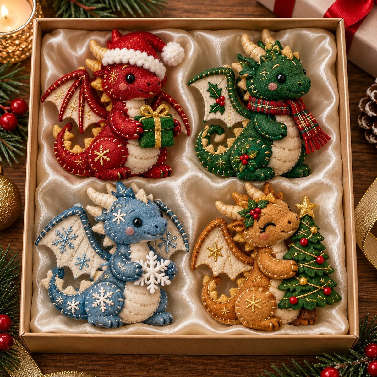Christmas Dragon Ornament Gift Set