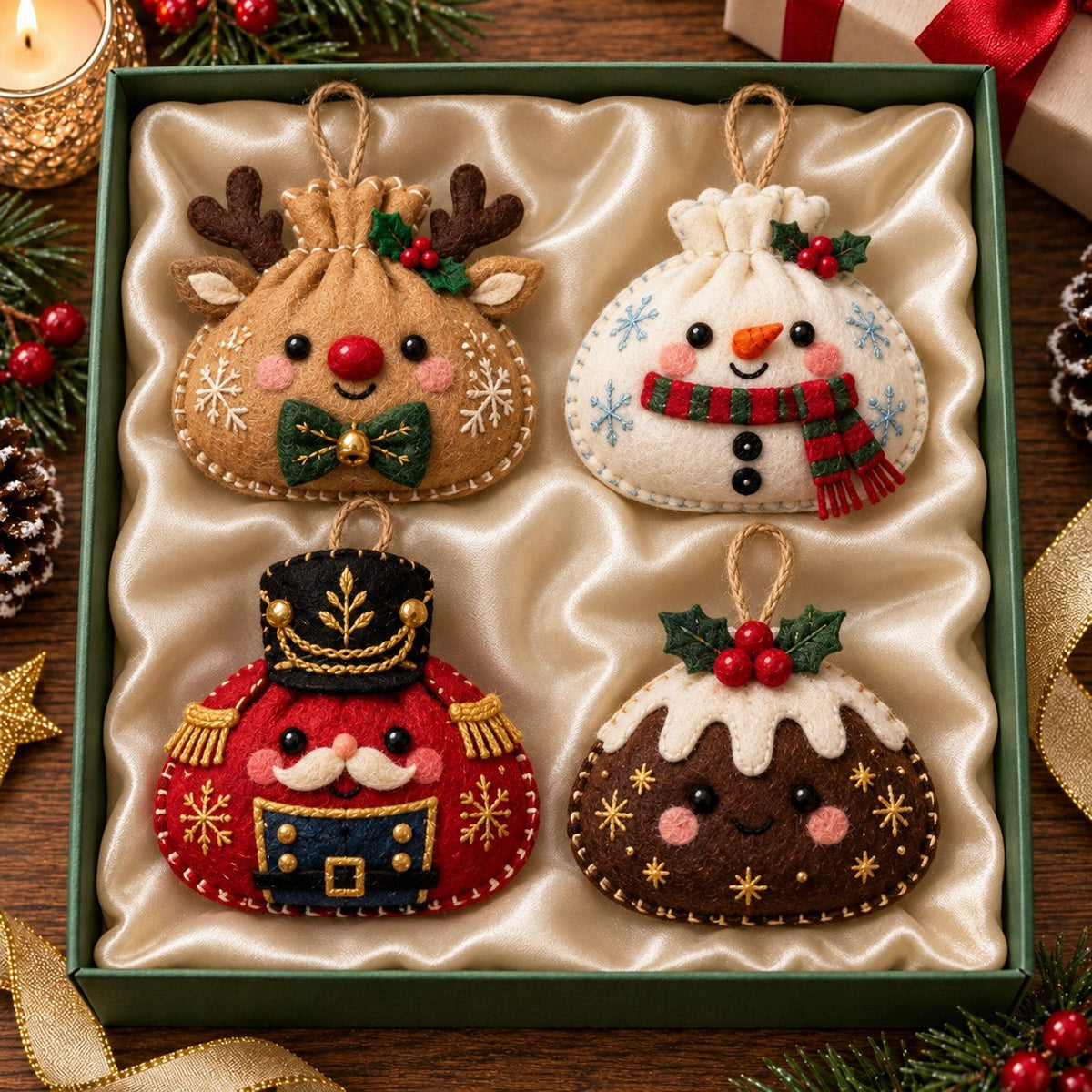 Reindeer Nutcracker Christmas Dumpling Ornament Gift Set