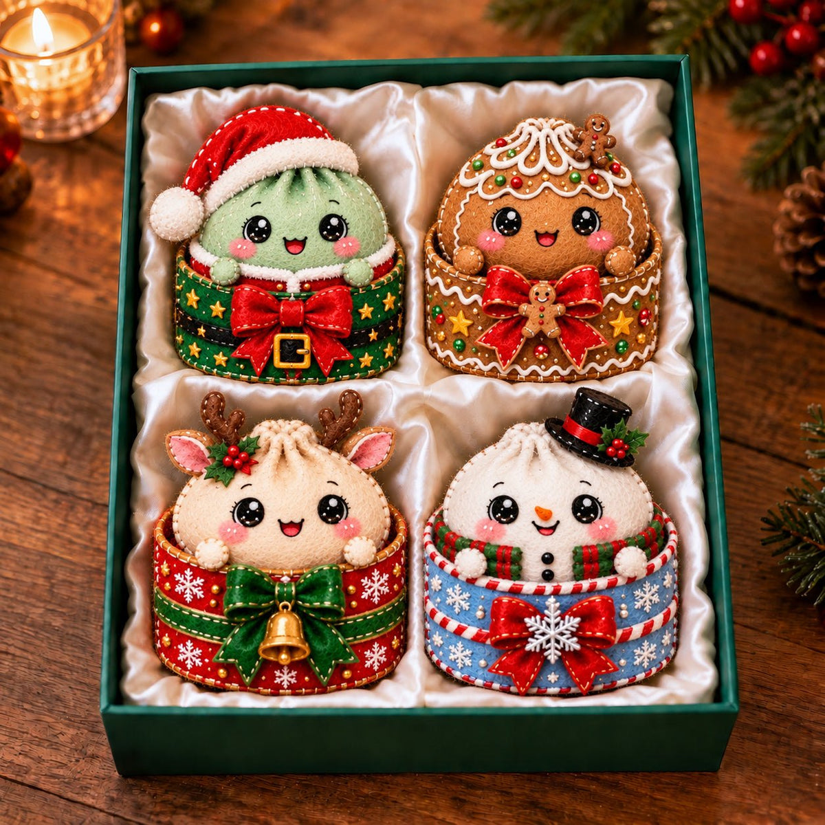Gingerbread Bells Christmas Dumpling Ornament Gift Set