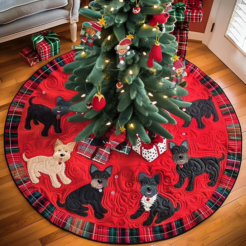 Christmas Eve with Scottie Christmas Tree Skirt