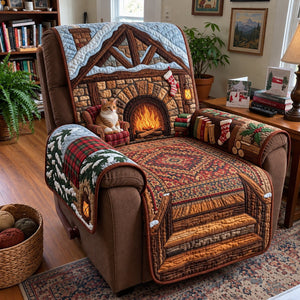 Christmas Fireplace Beneath Sofa Cover - Made to Order