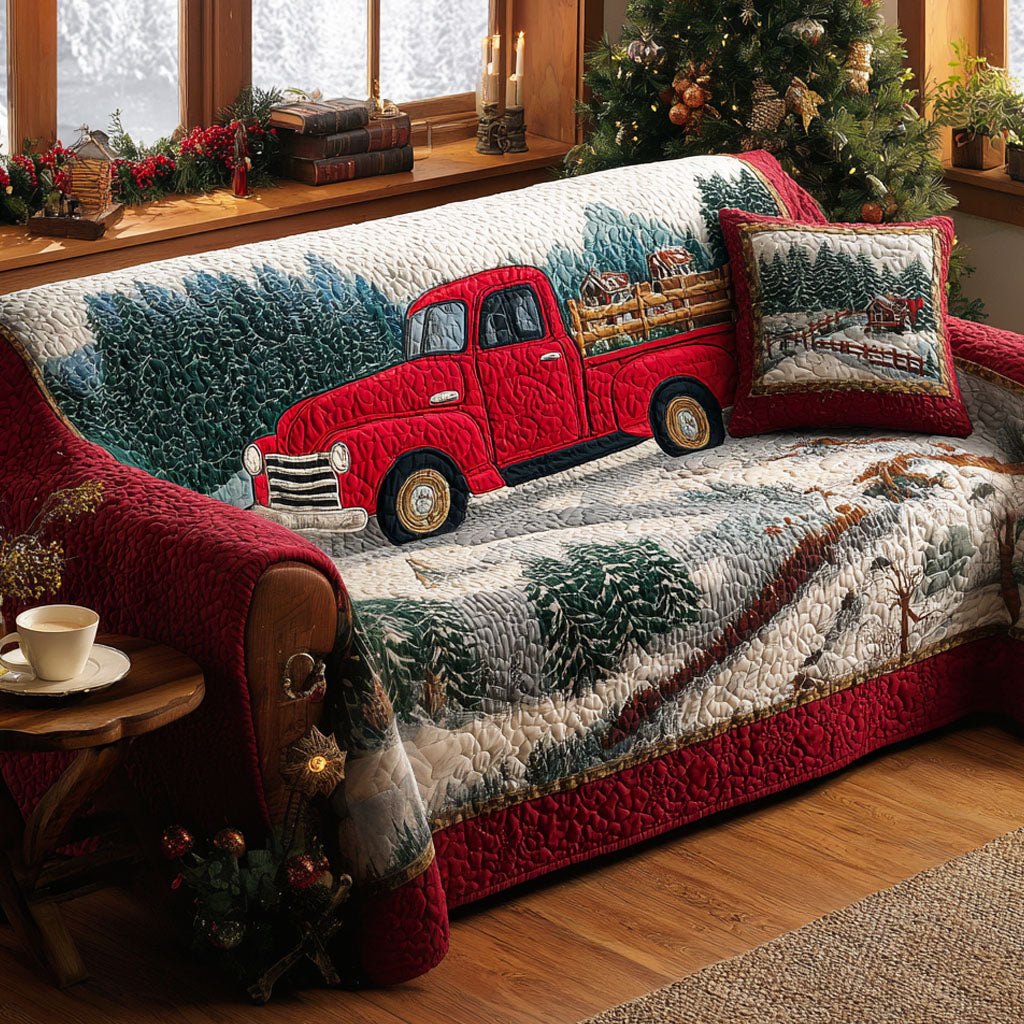 Christmas Forest Truck Sofa Cover
