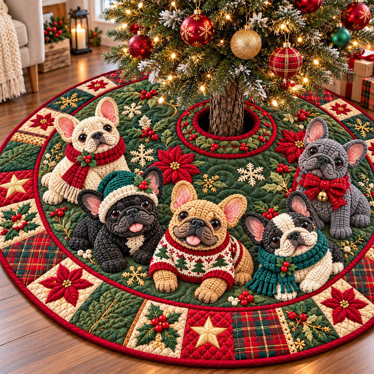 Christmas French Bulldog Parade Christmas Tree Skirt