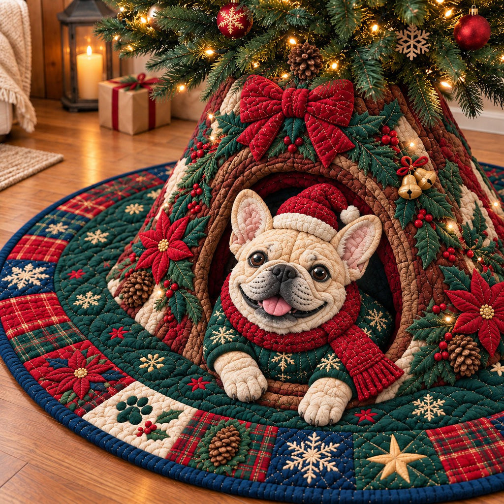 Christmas French Bulldog Wishes Christmas Tree Skirt