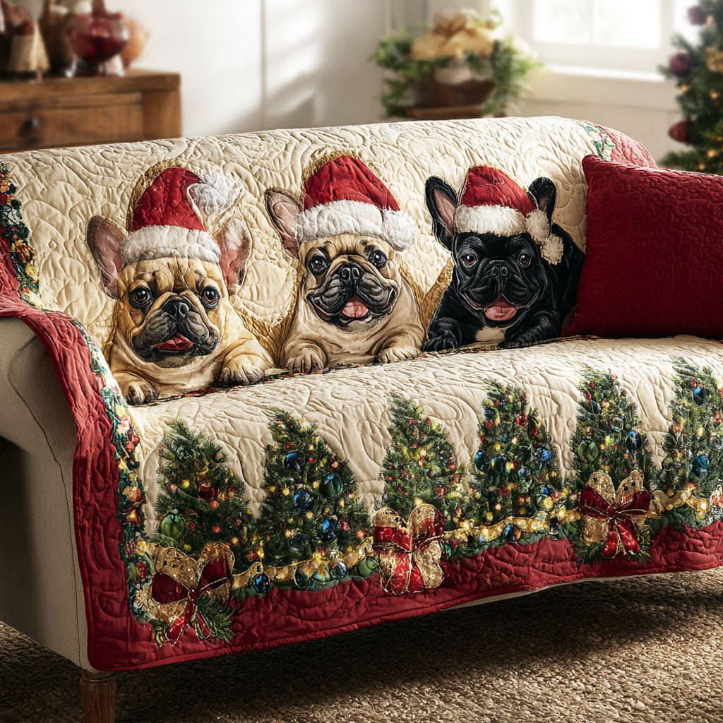 Christmas Frenchies Sofa Cover