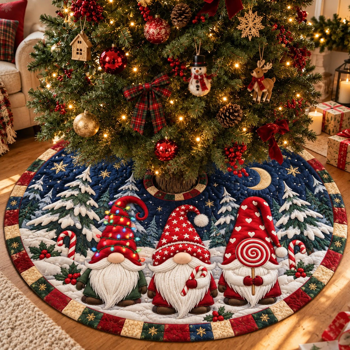 Christmas Gnome Candy Friends Christmas Tree Skirt