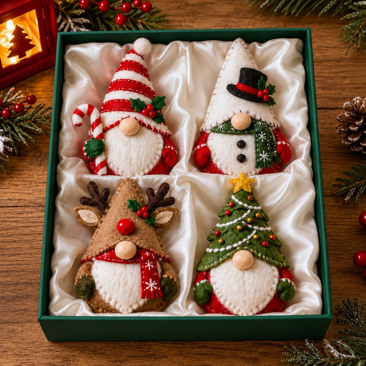 Candy Cane Christmas Gnome Ornament Gift Set